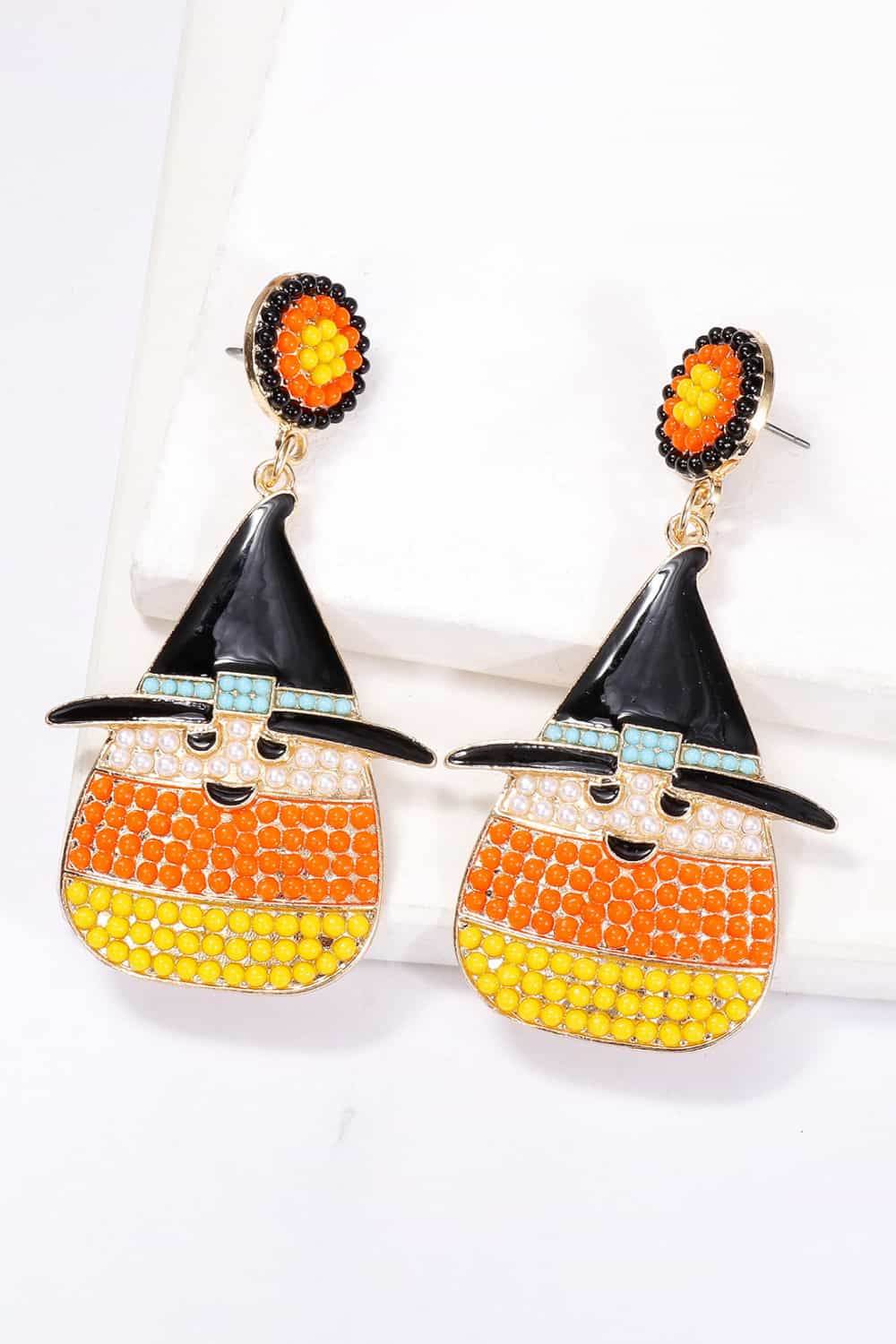Witch's Hat Shape Synthetic Pearl Dangle Earrings - Hovatok