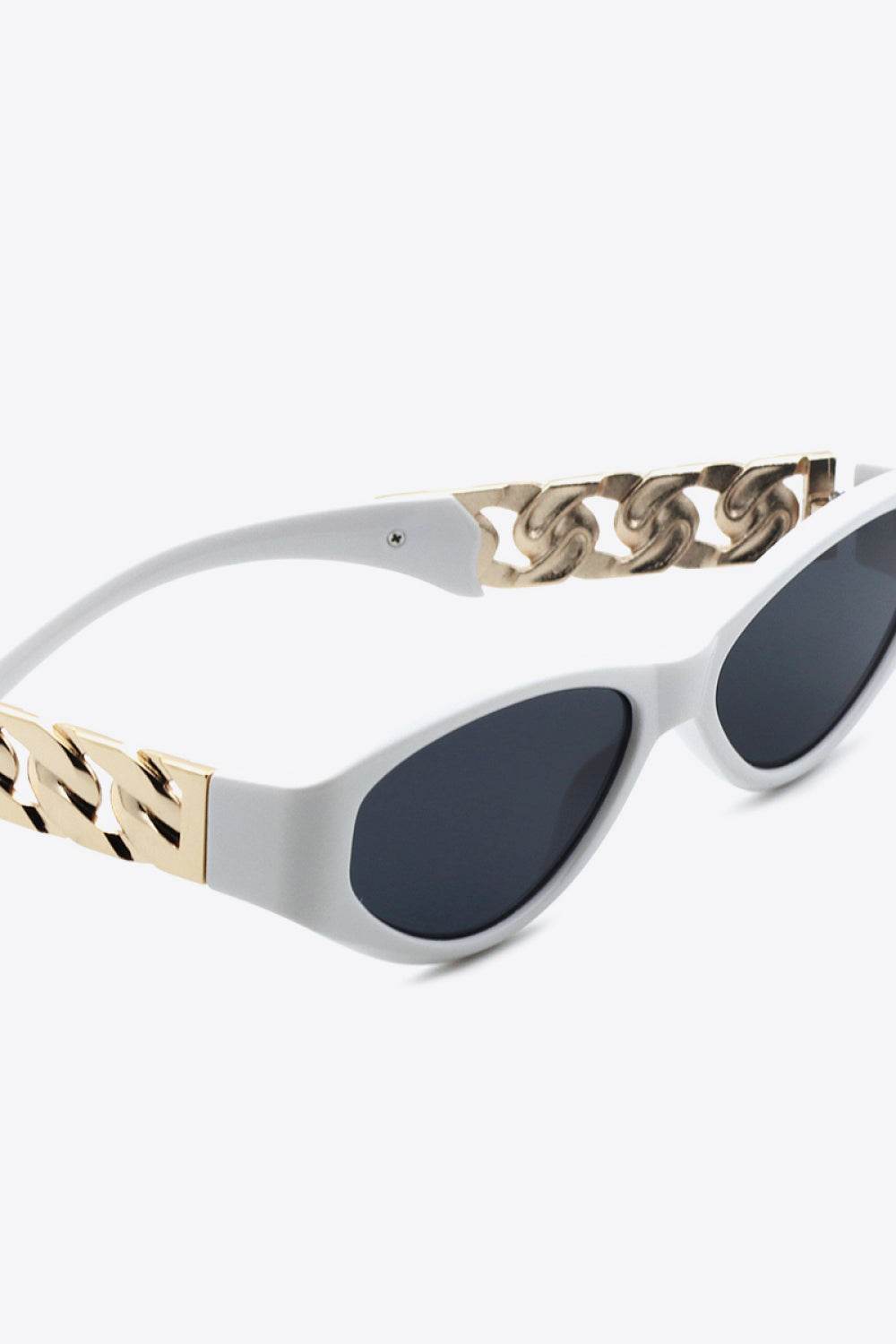 Chain Detail Temple Cat Eye Sunglasses - Hovatok