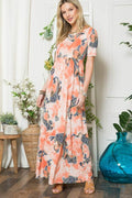 Celeste Paisley Print Short Sleeve Maxi Dress with Pockets - Hovatok