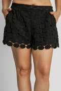Umgee Full Size Polka Dot Lace Shorts Plus Size - Hovatok