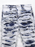 Men's Distressed Raw Hem Straight Jeans - Hovatok