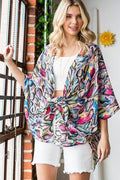 Heimish Full Size Multi Color Snake Open Cardigan Plus Size - Hovatok