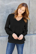 Basic Bae Full Size V-Neck Lantern Sleeve Top - Hovatok