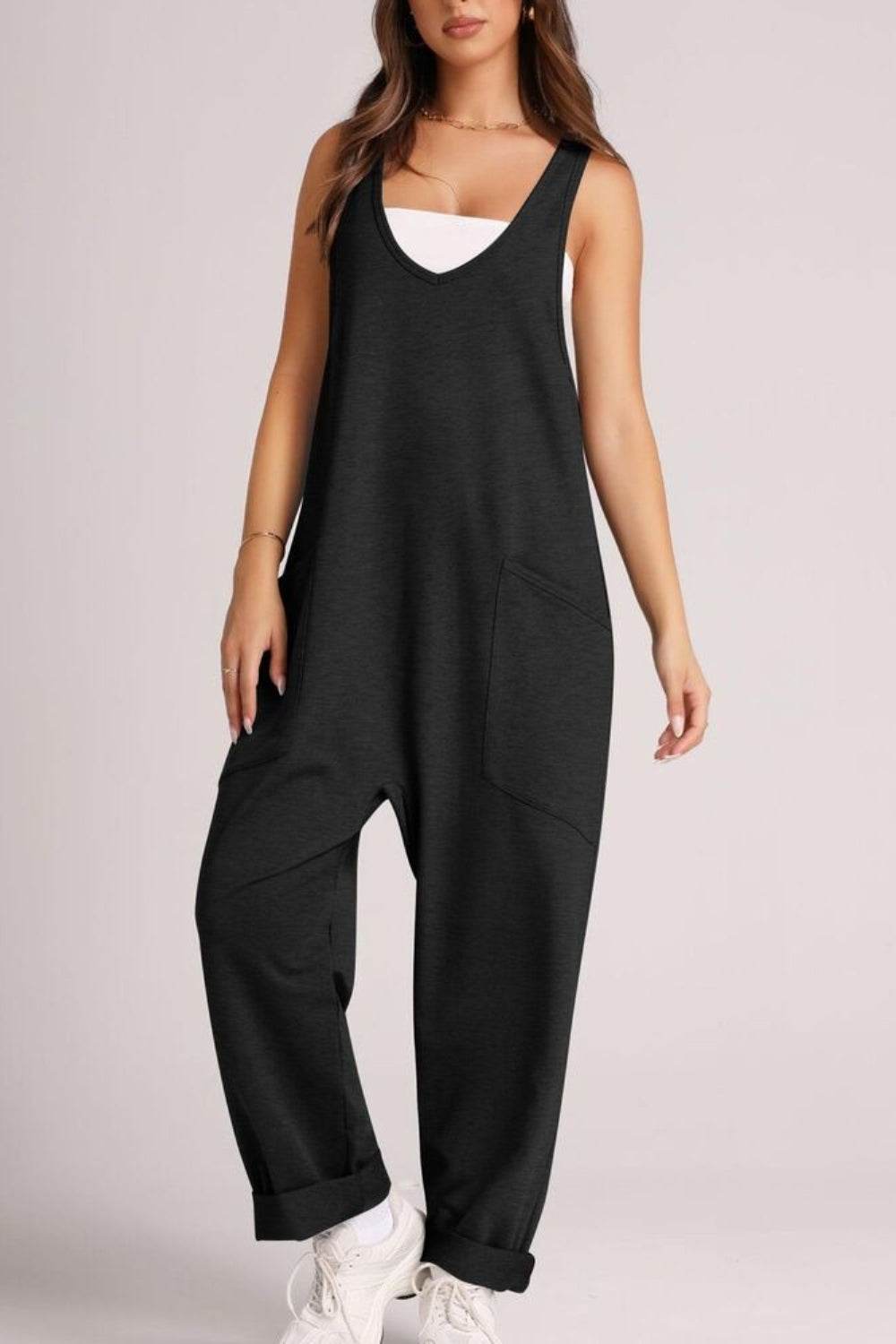Lovelet Wide Strap Jumpsuit with Pockets - Hovatok