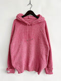Drawstring Long Sleeve Hooded Sweater - Hovatok