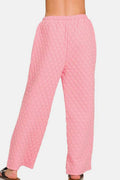 Zenana Quilted Button Up Long Sleeve Top and Pants Lounge Set - Hovatok
