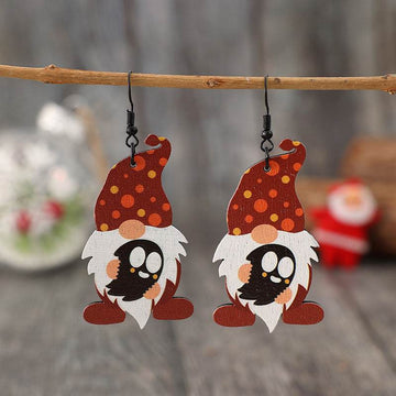 Point Hat Gnome Wooden Dangle Earrings - Hovatok