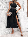 Devine Ruffled Slit Sleeveless Midi Dress - Hovatok