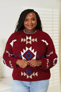 HEYSON Full Size Aztec Soft Fuzzy Sweater - Hovatok