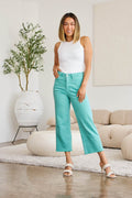 RFM Crop Chloe Full Size Tummy Control High Waist Raw Hem Jeans - Hovatok