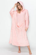 Double Take Full Size Pocketed Hooded Midi Lounge Dress - Hovatok
