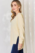 Basic Bae Full Size Ribbed Round Neck Slit T-Shirt - Hovatok