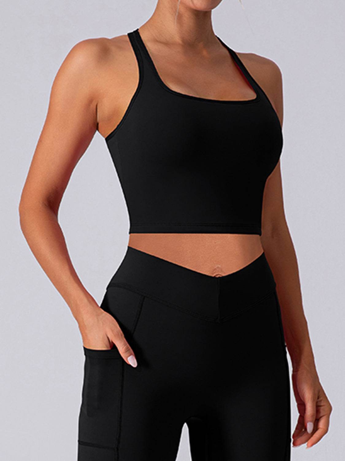 Square Neck Racerback Cropped Tank - Hovatok