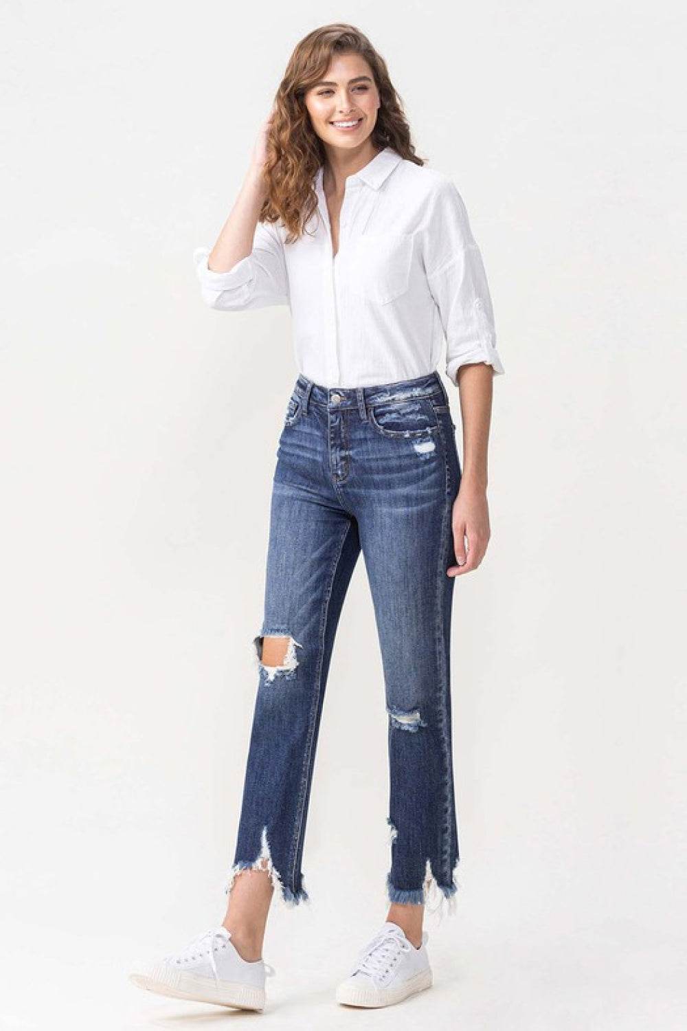 Lovervet Jackie Full Size High Rise Crop Straight Leg Jeans - Hovatok