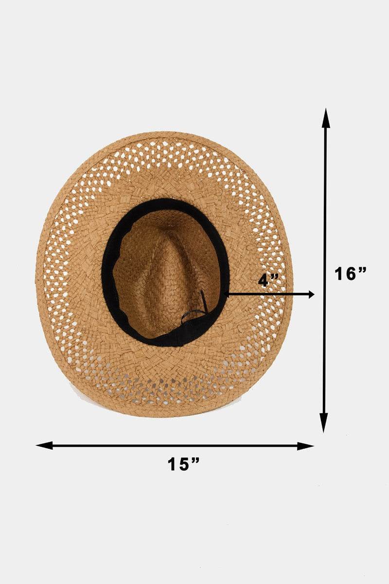 Fame Basket Weave Straw Sun Hat - Hovatok