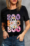 BOO Ghost Graphic Round Neck Short Sleeve T-Shirt - Hovatok