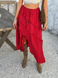 Devine Slit Drawstring Ruffled Skirt - Hovatok