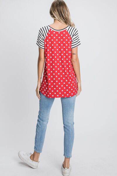 Heimish Full Size Star & Striped Round Neck Short Sleeve T-Shirt Plus Size - Hovatok