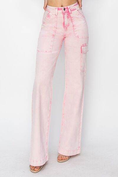 RISEN Full Size High Rise Cargo Pocket Jeans - Hovatok