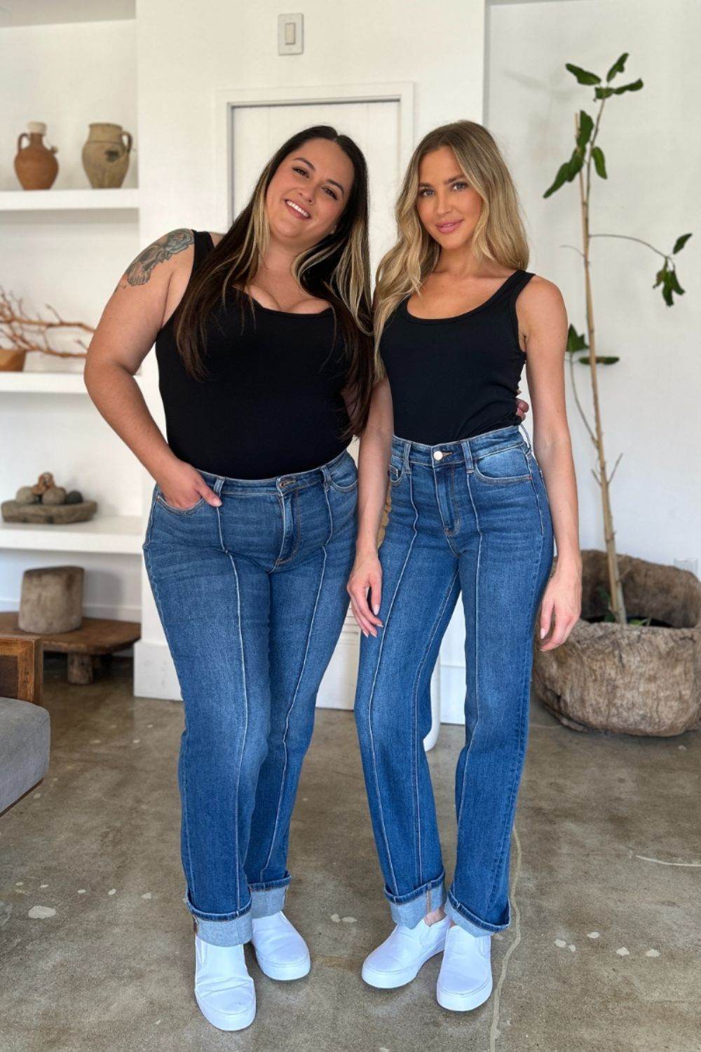 Judy Blue Full Size High Waist Front Seam Detail Straight Jeans - Hovatok