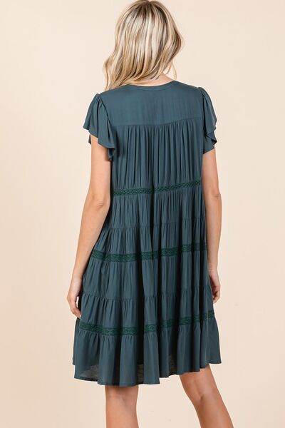 Mittoshop Lace Detail Ruffled Button Down Tiered Dress - Hovatok