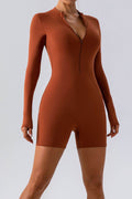 Half Zip Long Sleeve Active Romper - Hovatok