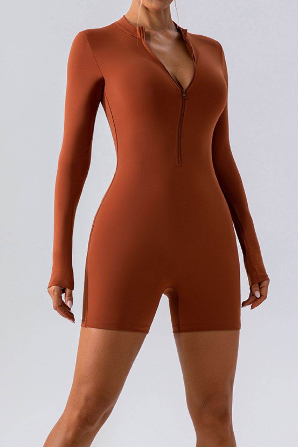 Half Zip Long Sleeve Active Romper - Hovatok