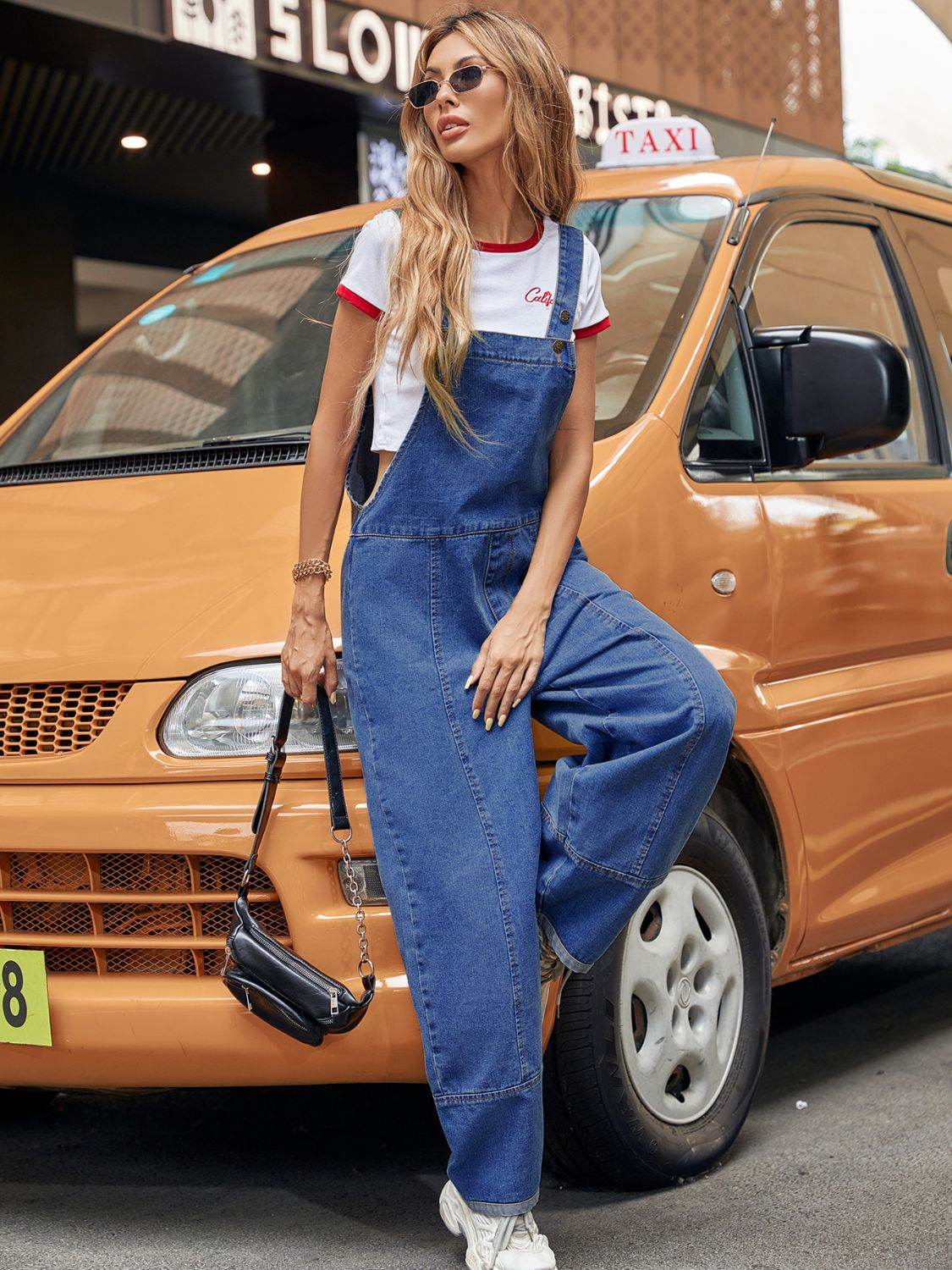 Wide Strap Wide Leg Denim Overalls - Hovatok