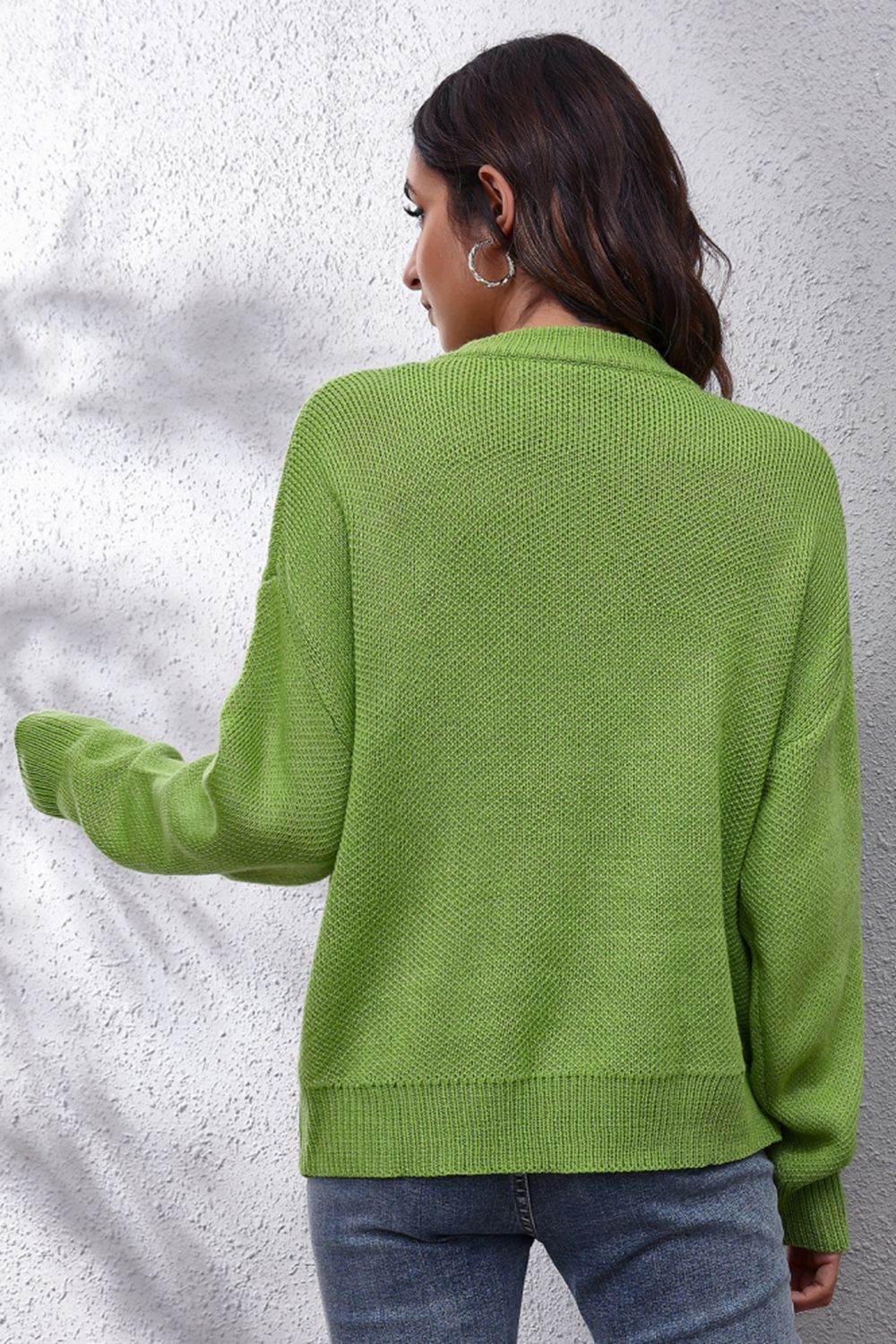 Flower Graphic Drop Shoulder Sweater - Hovatok