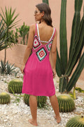Geometric V-Neck Spaghetti Strap Cover Up Dress - Hovatok