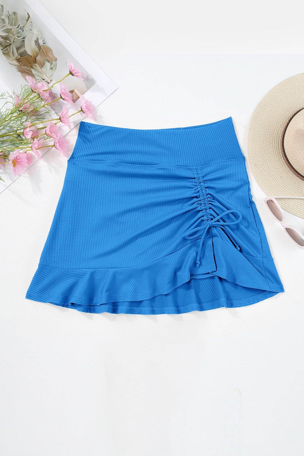 Ruched Elastic Waist Swim Skirt - Hovatok