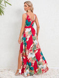 Slit Tied Printed Surplice Dress - Hovatok