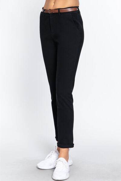 ACTIVE BASIC Cotton-Span Twill Straight Pants - Hovatok