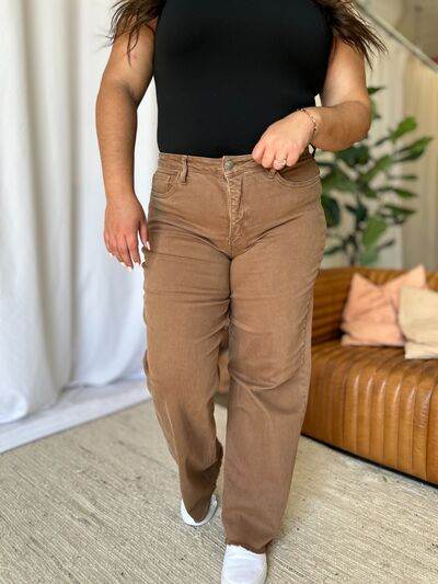 RFM Full Size High Rise Garment Dye Wide Leg Jeans - Hovatok