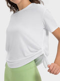 Millennia Drawstring Round Neck Short Sleeve Active T-Shirt - Hovatok