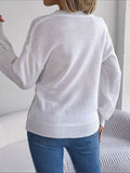 Cable-Knit Buttoned V-Neck Sweater - Hovatok
