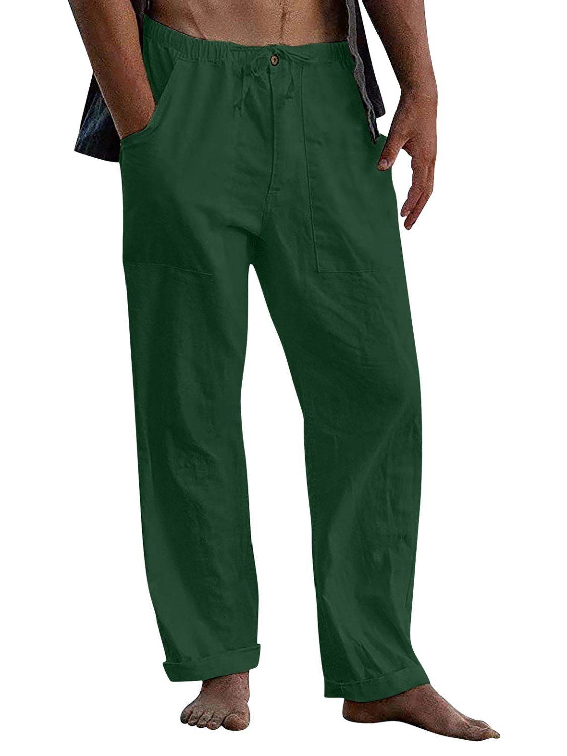 Men's Full Size Drawstring Straight Leg Pants Plus Size - Hovatok
