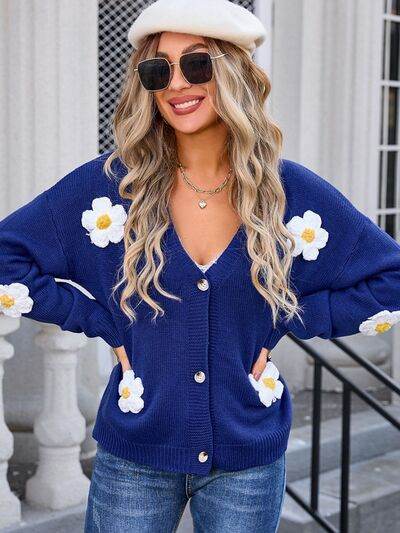 Angel Wings Crochet Flower Button Up Cardigan - Hovatok