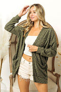 BiBi Checkered Long Sleeve Open Front Cardigan - Hovatok