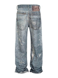 Men's Washed Button Fly Straight Jeans - Hovatok