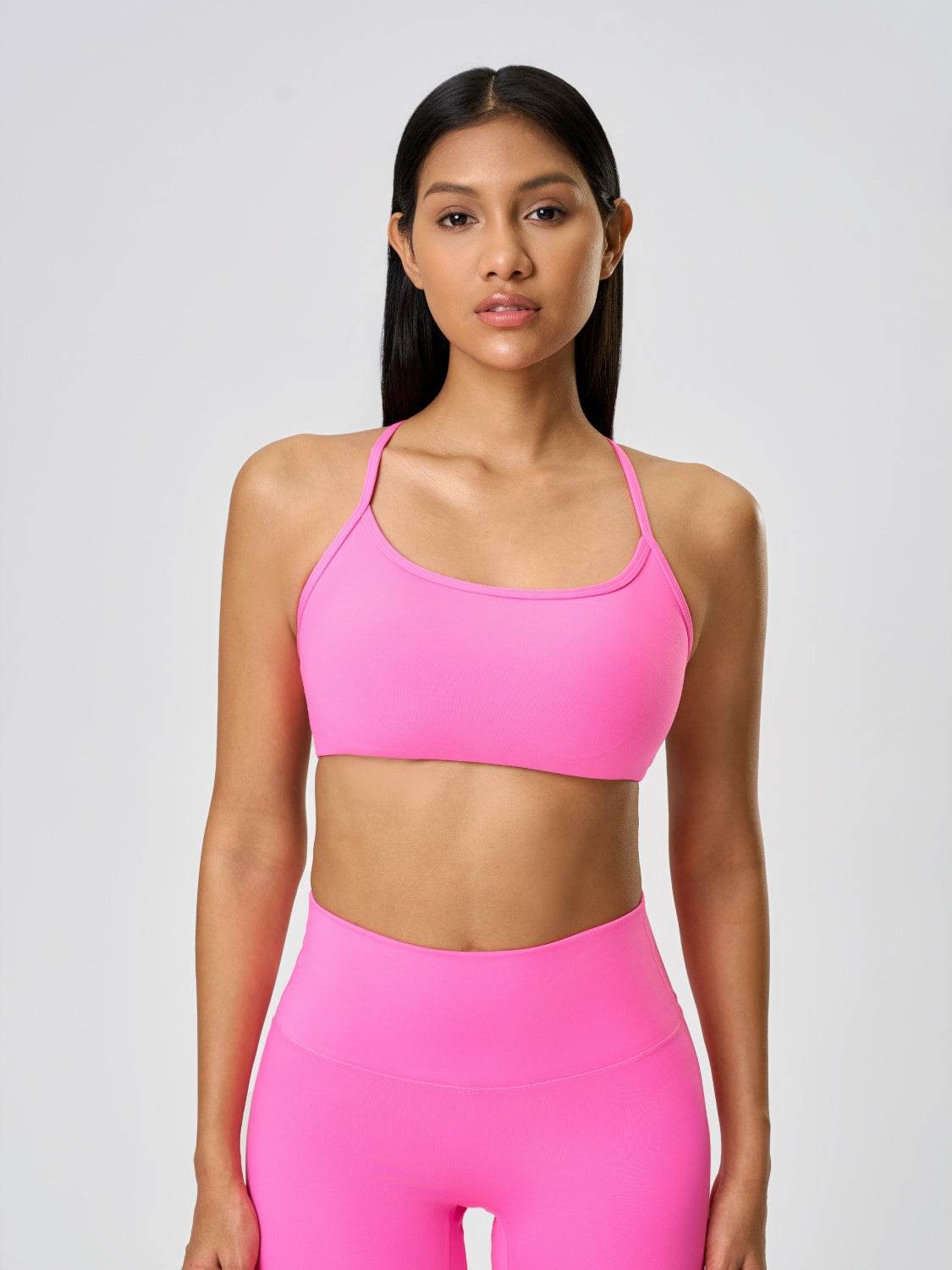 Millennia Crisscross Back Scoop Neck Active Cami with Detachable Chest Pads - Hovatok