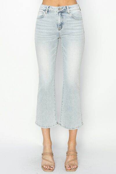 RISEN Full Size Mid Rise Cropped Flare Jeans - Hovatok