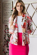 Heimish Full Size Shawl Floral Open Blazers Plus Size - Hovatok