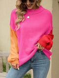 Angel Wings Color Block Dropped Shoulder Sweater - Hovatok