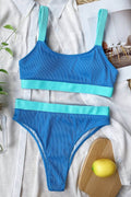 Color Block Scoop Neck Bikini Set - Hovatok