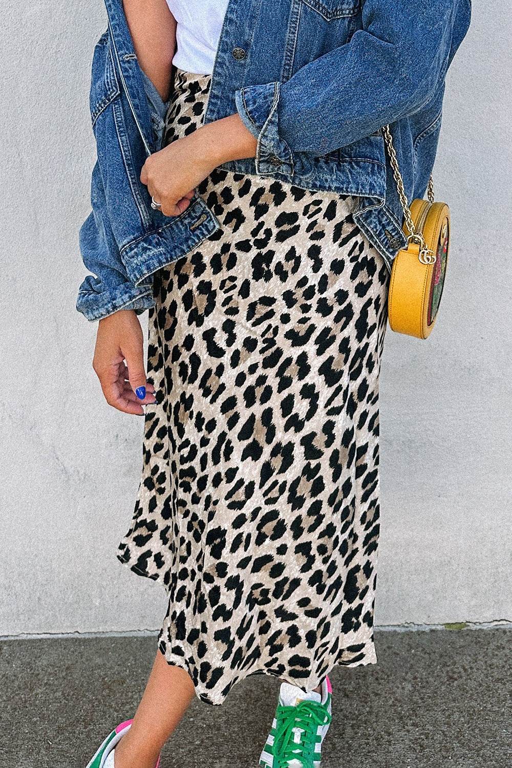 Leopard High Waist Midi Skirt - Hovatok