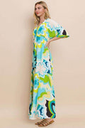 ODDI Floral Printed Slit Maxi Dress - Hovatok