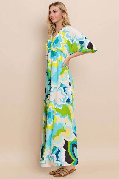 ODDI Floral Printed Slit Maxi Dress - Hovatok