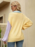 Angel Wings Color Block Dropped Shoulder Sweater - Hovatok