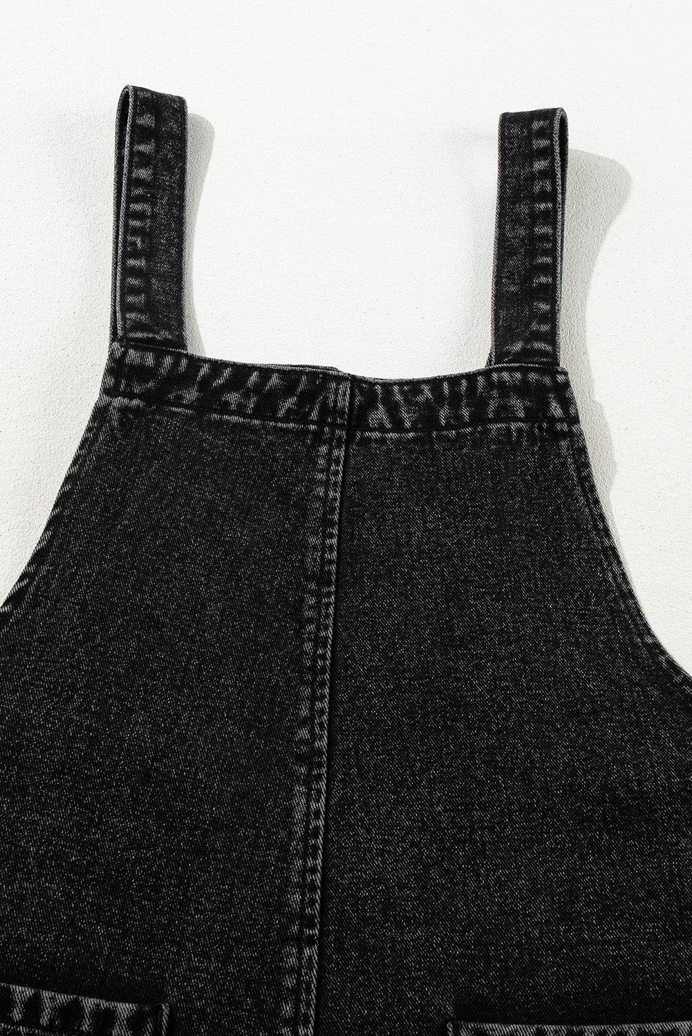 Distressed Wide Strap Denim Overalls - Hovatok